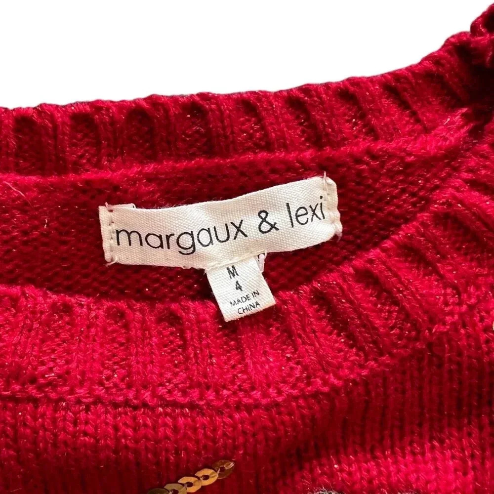 Margaux & Lexi Red Puppy Holiday Sweater 4 - Picture 3 of 3